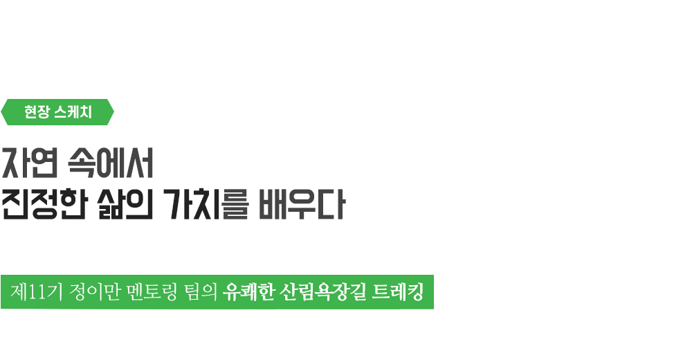 현장스케치 - 자연 속에서 진정한 삶의 가치를 배우다  - 제11기 정이만 멘토링 팀의 유쾌한 산림욕장길 트레킹